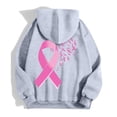 thumbnail image 5 of NinXxx Women's Cancer Awareness Zip Up Hoodie Pocket Drawstring Casual Sweatshirt Grey L, 5 of 6