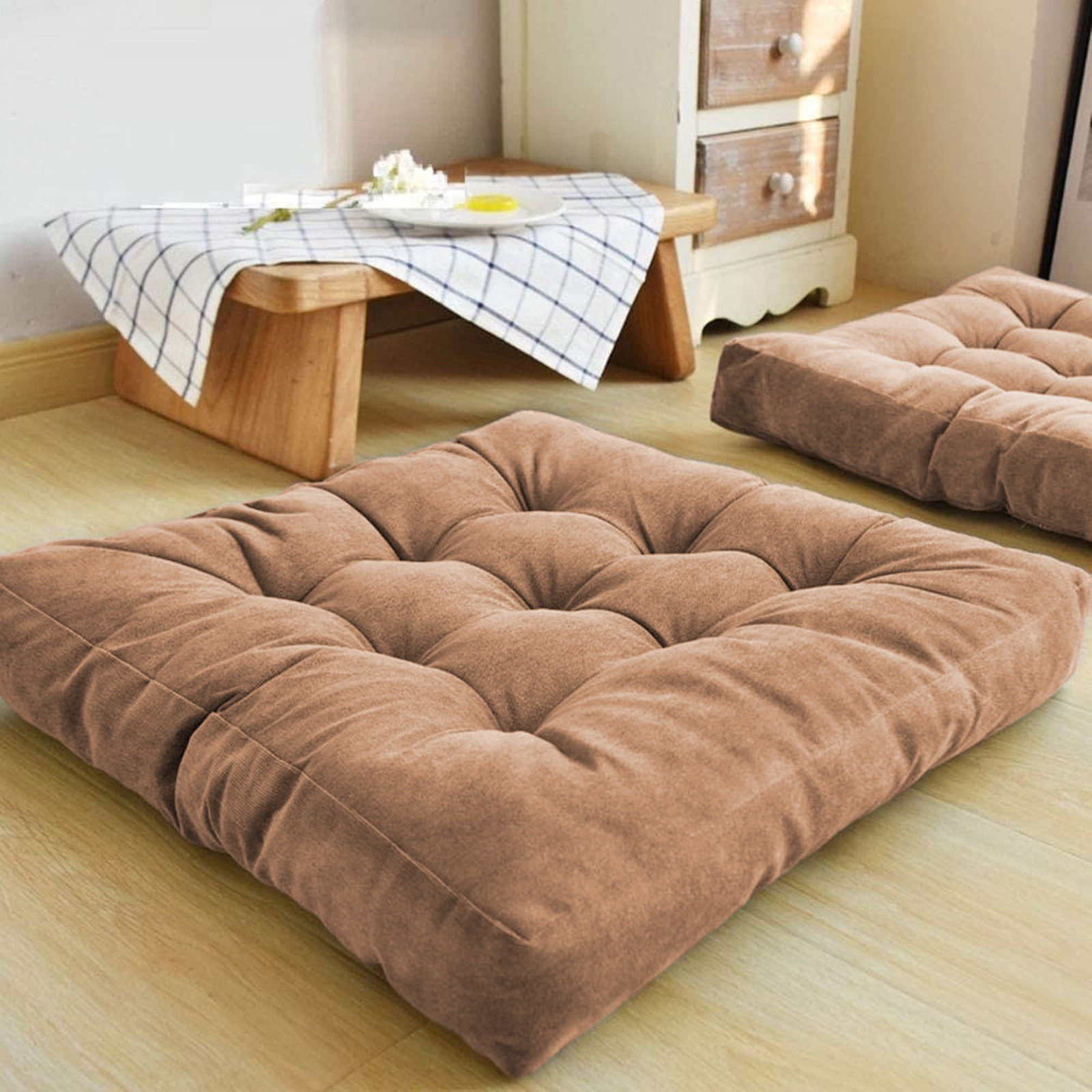 Leonard Round Floor Seat Pillows Cushions 18.9 inch x 18.9 inch, Soft Thicken Yoga Meditation Cushion Pouf Tufted Corduroy Tatami Floor Pillow Reading