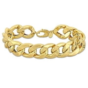 Miabella Women's Cuban Link Chain 14kt Yellow Gold Bracelet - 8 in.