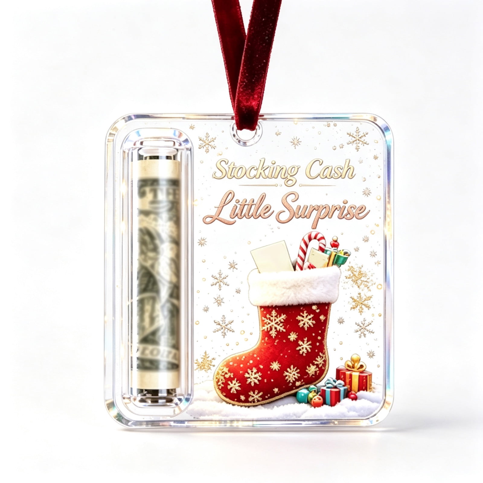 Xuyuer Christmas Money Holder Ornament Cash Gift Card Clip with Hanging Loop for Tree Holiday Accent #1