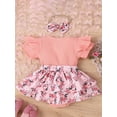 thumbnail image 3 of Bagilaanoe Newborn Baby Girl Rompers Dress Letter Print Short Sleeve Skirt Bodysuit 3M 6M 9M 12M 18M Infant Patchwork One Piece Jumpsuit, 3 of 9