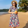 thumbnail image 4 of Lsque music Skull record Retro Print Women's Casual Dress T-Shirt Summer Short Sleeve Scoop Neck Swing Dresses, 4 of 6