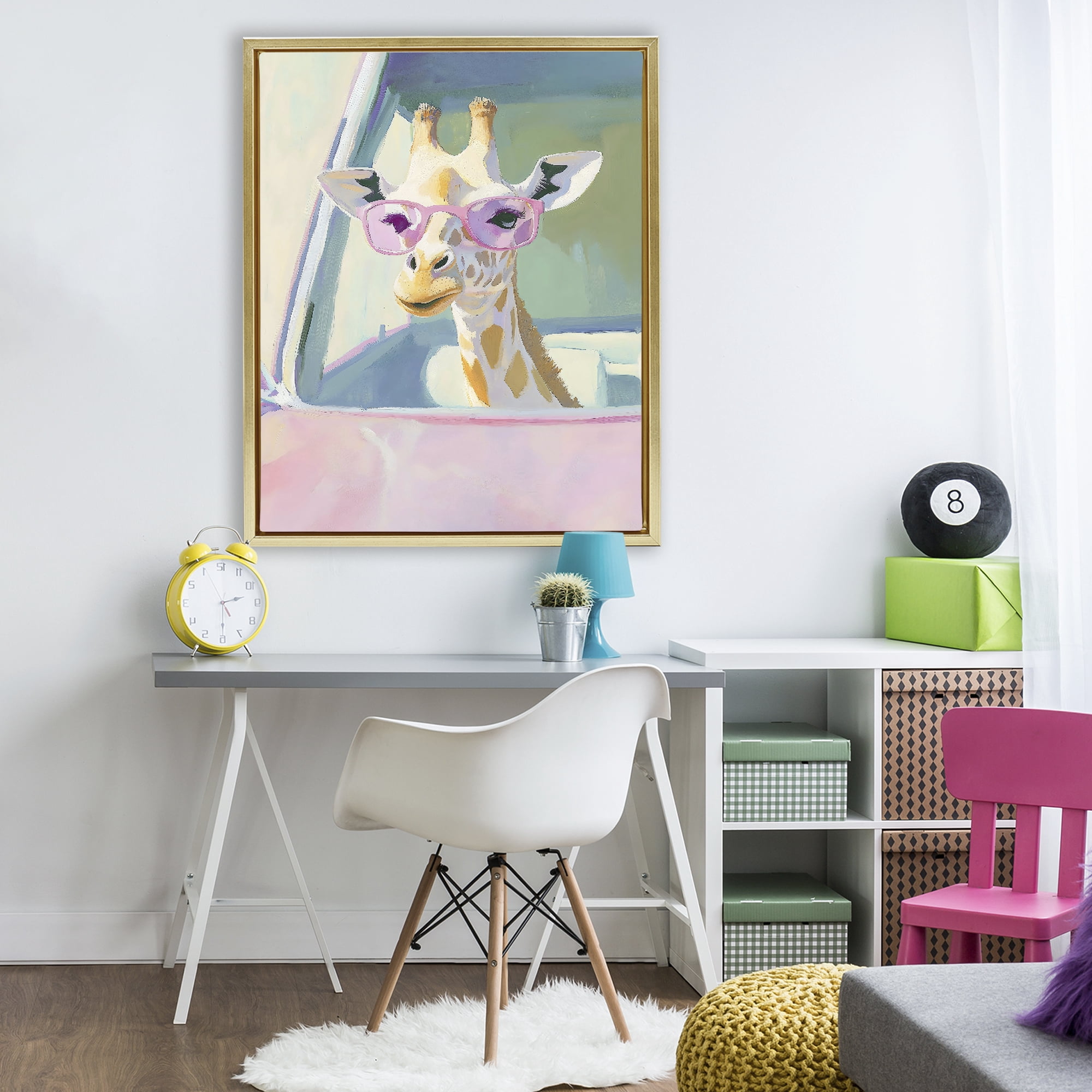 Stupell Industries Giraffe Car Ride Gold Framed Floater Canvas Wall Art, design by The Prints Vibe