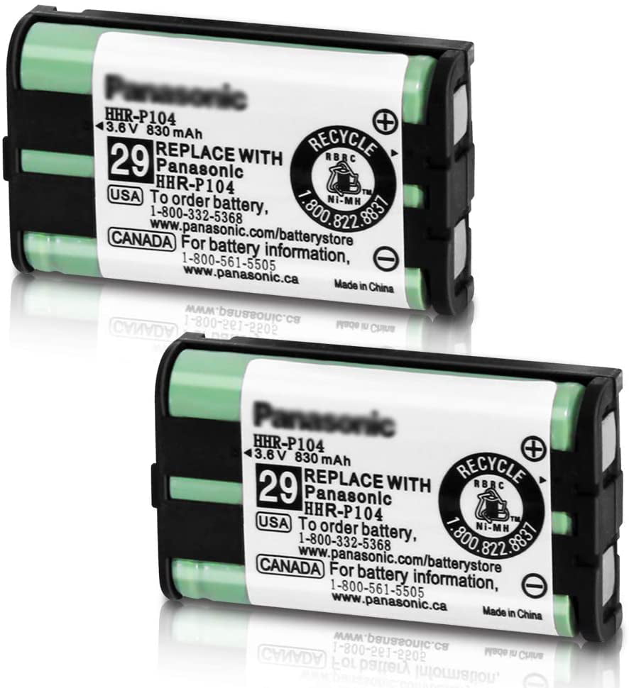 2 Pack HHR-P104 NI-MH Rechargeable Battery for Panasonic 830mAh 3.6V Battery for Cordless Phones 