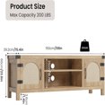 thumbnail image 6 of Ataucjin TV Stand for 65 Inch TV, Boho Entertainment Center with Rattan Door and Adjustable Shelves, Media TV Console with 2-Tier Open Storageand 2 Cabinets, Wooden Television Furniture, 6 of 6