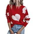thumbnail image 1 of Suéter Divertido Gibobby Mujeres Casual Simple Otoño e Invierno Amor Contraste Patrón Rojo M, 1 of 5