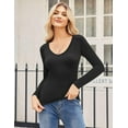 thumbnail image 4 of Zeagoo V Neck Long Sleeve Shirts for Women 2025 Slim Fitted Going Out Tops Basic Fall Winter Tee 2 Pack, 4 of 6