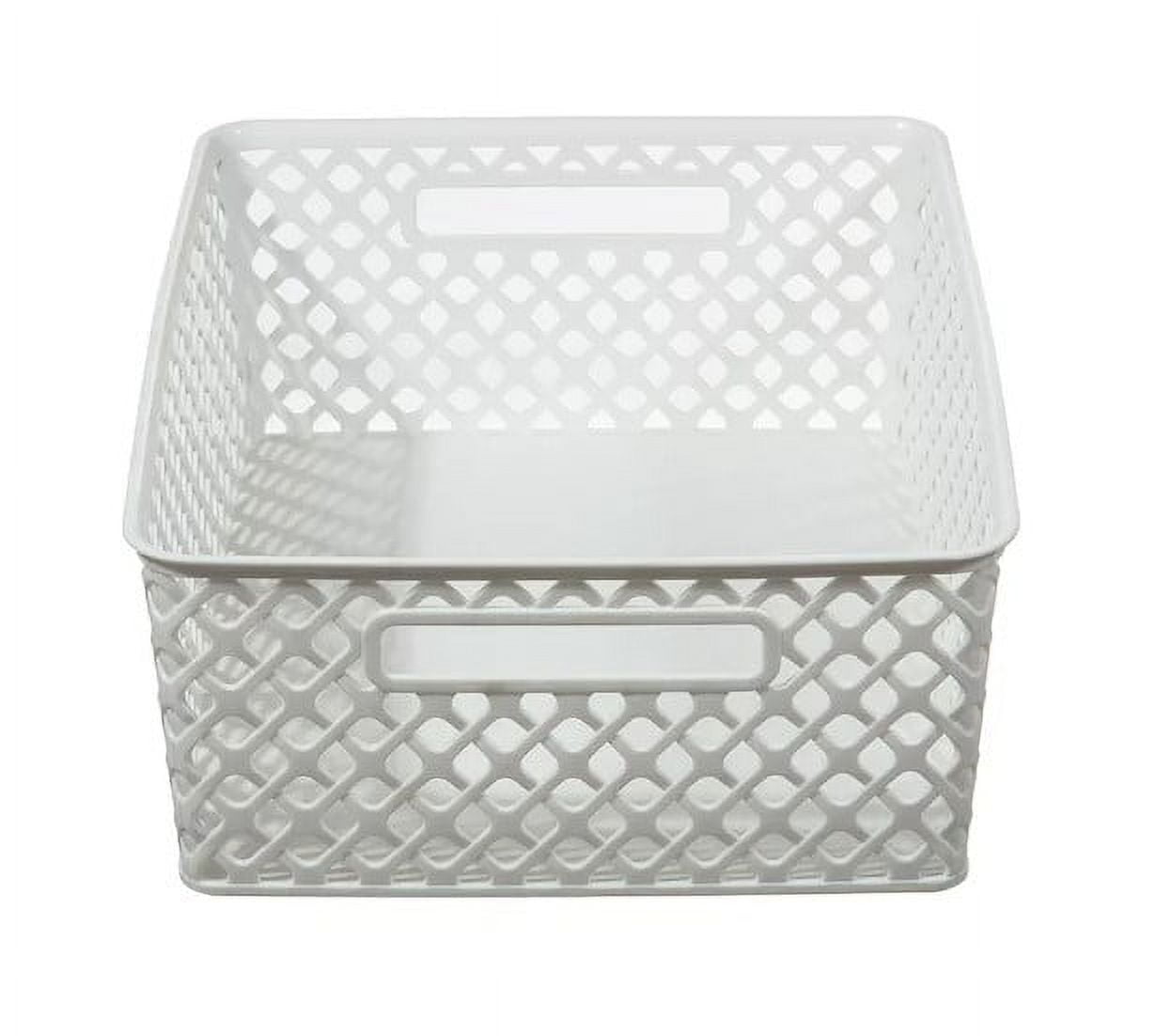 Mainstay Medium Deco Basket, White, Set of 3