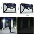 thumbnail image 1 of Paquete de 2 luces solares con sensor de movimiento para exteriores: 118 LED, impermeables, inalámbricas, de seguridad, para jardín., 1 of 5