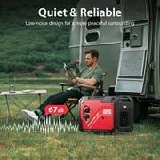 PowerSmart 4800W Portable Inverter Gas Generator with Manual Start for Home Emergencies with Wheel