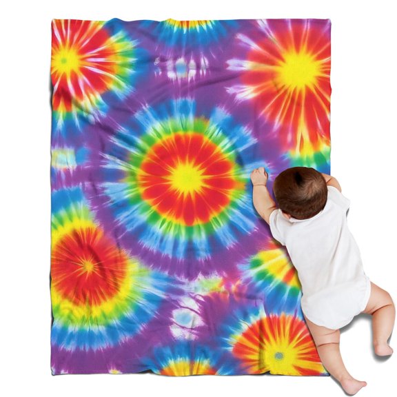 Rainbow Tie Dye Mandala Pattern Blanket,Comfortable Soft Flannel Throw Blanket,All Season,Warm Lightweight Blankets for Sofa Bed Couch Living Room Chair,30"x40"