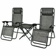 thumbnail image 4 of Gymax 3PCS Zero Gravity Recliner Lounge Chairs Pillows Table Portable Folding Grey, 4 of 9