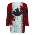 thumbnail image 4 of Raeneomay 3/4 Length Sleeve Womens Tops Women's Loose and Casual Maple Leaf Printed Round Neck T-Shirt Top, 4 of 5