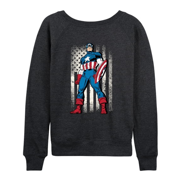 Marvel Captain America - Retro Distressed Flag - Women's French Terry Pullover Sweatshirt