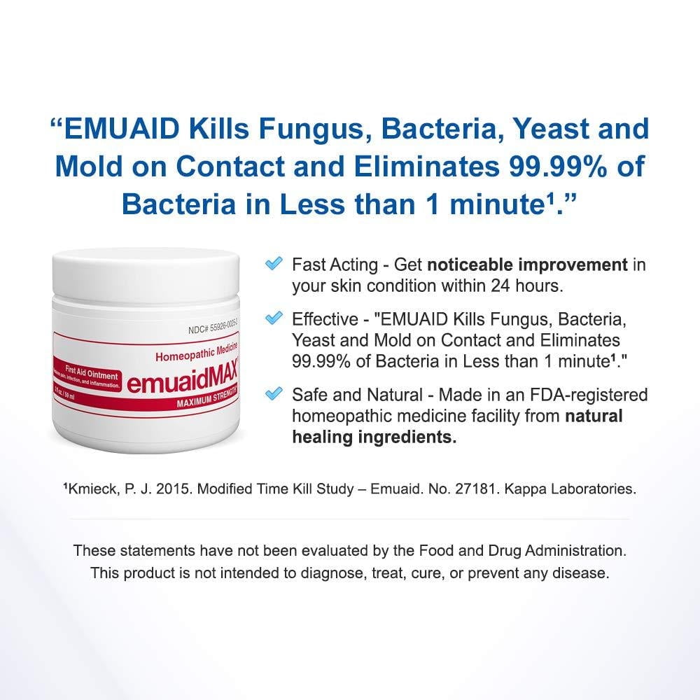 Emuaid EMUAIDMAX Ointment for Itchy Skin, Maximum Strength for Athlete’s Foot, Psoriasis, Jock Itch and Eczema, 2 oz