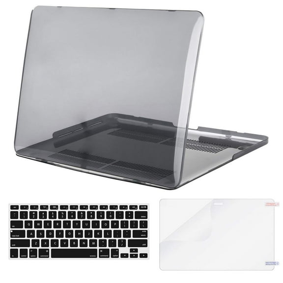 Mosiso Plastic Hard Case with Keyboard Cover with Screen Protector Only for [Previous Generation] MacBook Pro Retina 15 Inch (Model: A1398) No CD-ROM, Transparent Black