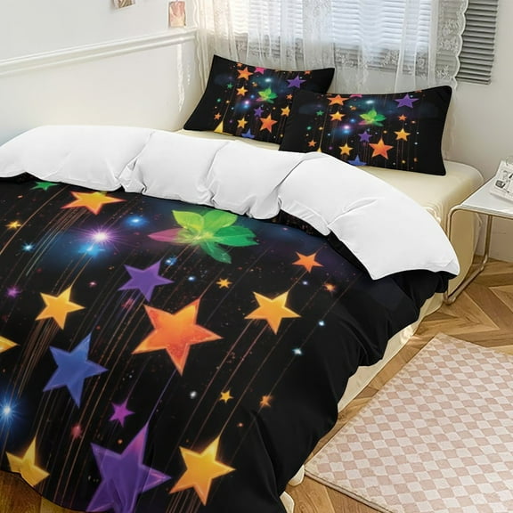 Colorful Star Pattern 3D Duvet Cover Set Quilt Cover Theme of teenager for Bedroom Decoration