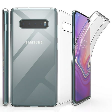 Beyond Cell Tri Max Series Compatible with Samsung Galaxy S10+ Plus, Slim Full Body Coverage Case with Self-Healing Flexible Gel Transparent Clear Screen Protector Cover and Atom Cloth -