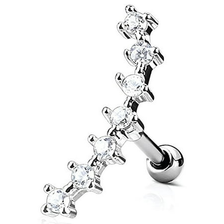 - BodyJ4You Tragus Piercing Lined CZ Stud Earring Ball 16G Surgical Steel Helix Ear Barbell (1.2mm)