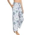 thumbnail image 2 of Balery Retro ice blue snowflakes print Women's Pajama Pants,Ultra Lightweight Pjs,Lounge Pant-Large, 2 of 9