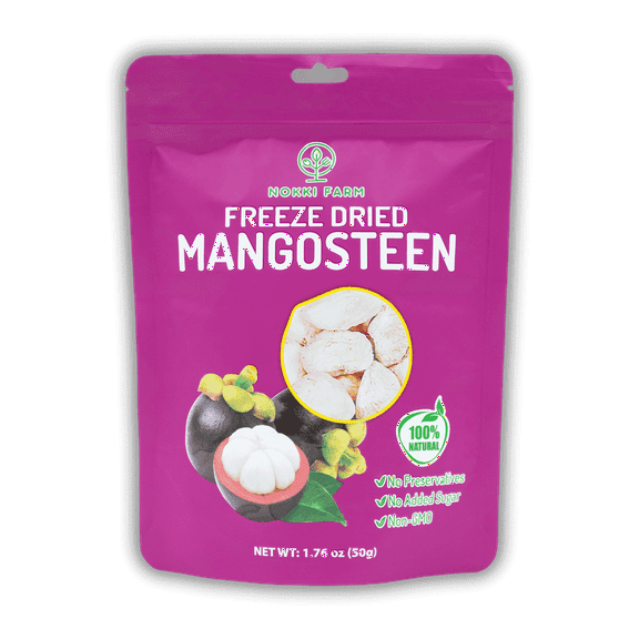 NOKKI FARM Freeze Dried Mangosteen - Healthy & Exotic Tropical Superfood Snacks, No Added Sugar or Preservatives, Kid-Approved, Shelf-Stable & Portable for On-the-go Snacking, 1.76oz
