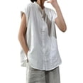 thumbnail image 4 of Bixock Maternity Tops Crew Neck Short Sleeve Cotton Linen Loose Pregnancy Blouse Button Down Casual Maternity Shirt Summer Maternity Clothes, 4 of 5