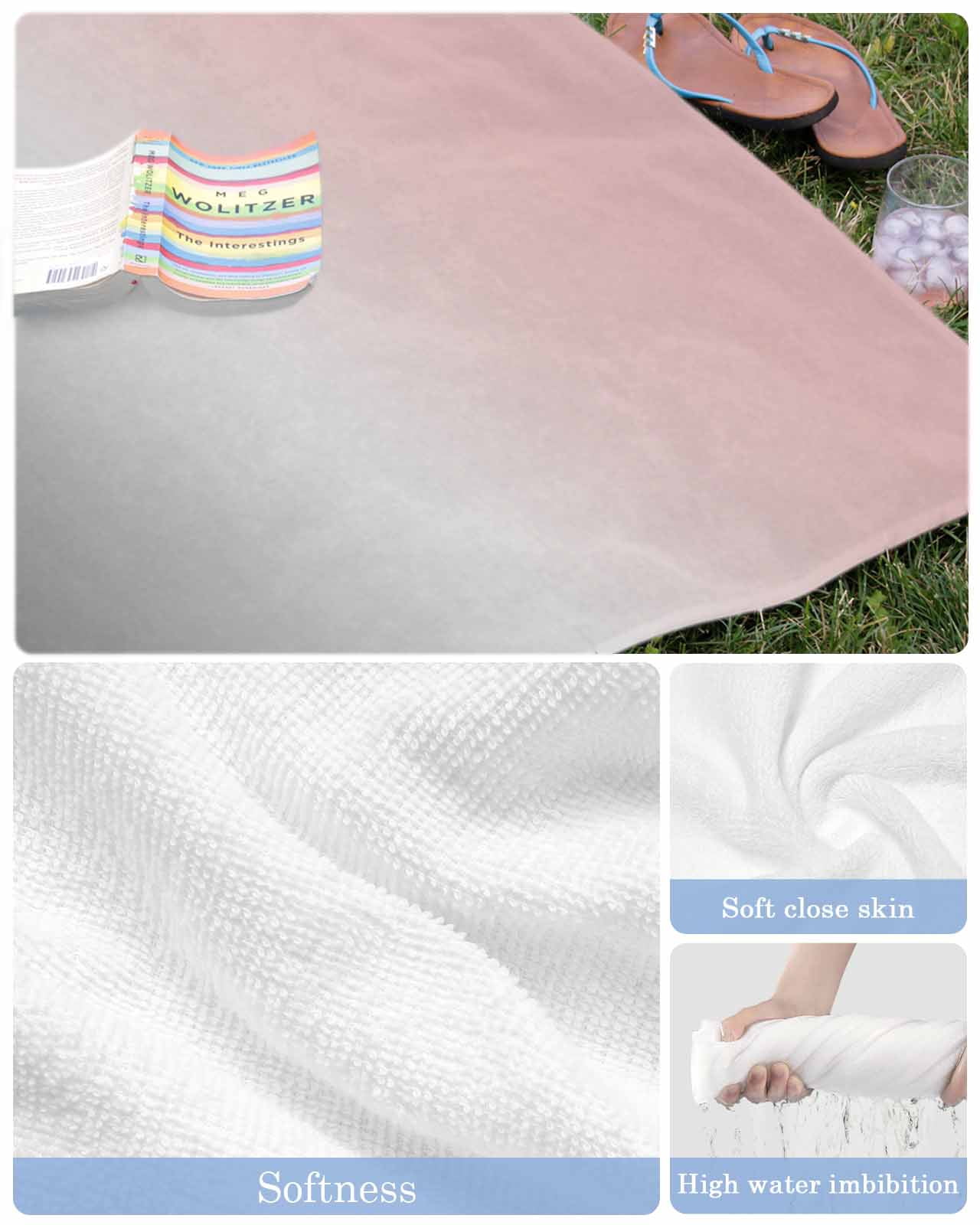 Gradient Pink Grey, Beach Towels Oversized Super Absorbent, Modern Abstract Color Ombré Art Lightweight Bath Towel Quick Dry Sets For Bathroom/Pool/Rv Camping/Beach Play/Gym Room/Picnic 35"x70"