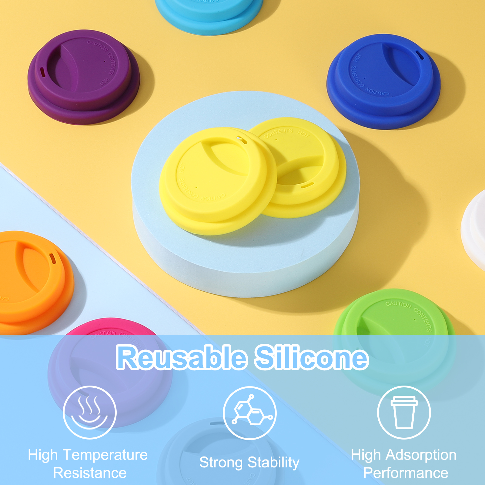 Unique Bargains Silicone Cup Lids Glass Cups Prevent Spills Temperature White