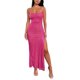 thumbnail image 3 of Vestido De Tirantes Finos Vestido de tirantes con lentejuelas para mujer, sin espalda, ajustado, con abertura lateral, cuello redondo, traje de vacaciones Cgtredaw Rosa Roja M para Mujer, 3 of 7