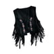 thumbnail image 5 of Chaqueta sin mangas con abertura frontal, estilo hippie, años 60 y 70, ideal para oficina, citas informales, senderismo. Negro, 5 of 9