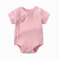 thumbnail image 2 of KPOPLK Baby Boy Striped One-piece Waffle Short Sleeve Button Bodysuit Summer Baby Collared Onsie Polo Shirt Clothes(6-9 Months,Light Pink), 2 of 4
