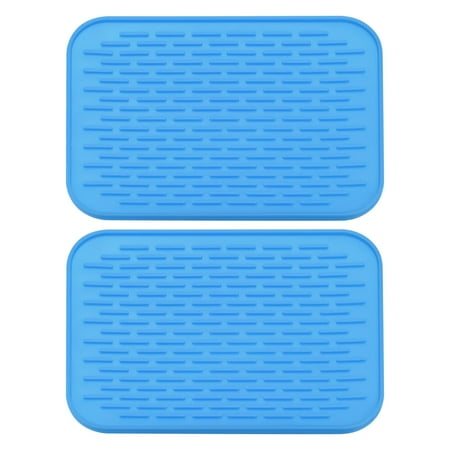 

Uxcell Silicone Dish Drying Mat Set 2 Pcs 8.5 x 6 Under Sink Drain Pad Heat Resistant Suitable for Kitchen - Blue