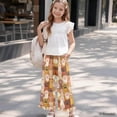thumbnail image 6 of COEQINE Girls Wide Leg Pants with Ruffle High Waisted Loose Fit Summer Trousers Stylish Outfits Flowy Summer Joggers for 9-10 Years Kids, Cute Cat Paw, 6 of 8
