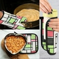 thumbnail image 5 of Yayeee Oven Mitts and Pot Holder Set of 2 Heat Resistant Kitchen Gloves Baking Hot Pad, Green Abstract Geometric, 5 of 5