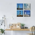 thumbnail image 2 of Nautical Lighthouse Canvas Wall Art Bathroom Decor Vintage Blue Ocean Landscape Prints Pictures Rustic Coastal Scenery Paintings for Bedroom Modern Home Office Decoration Framed Artwork 16x16 x4 Pcs, 2 of 6