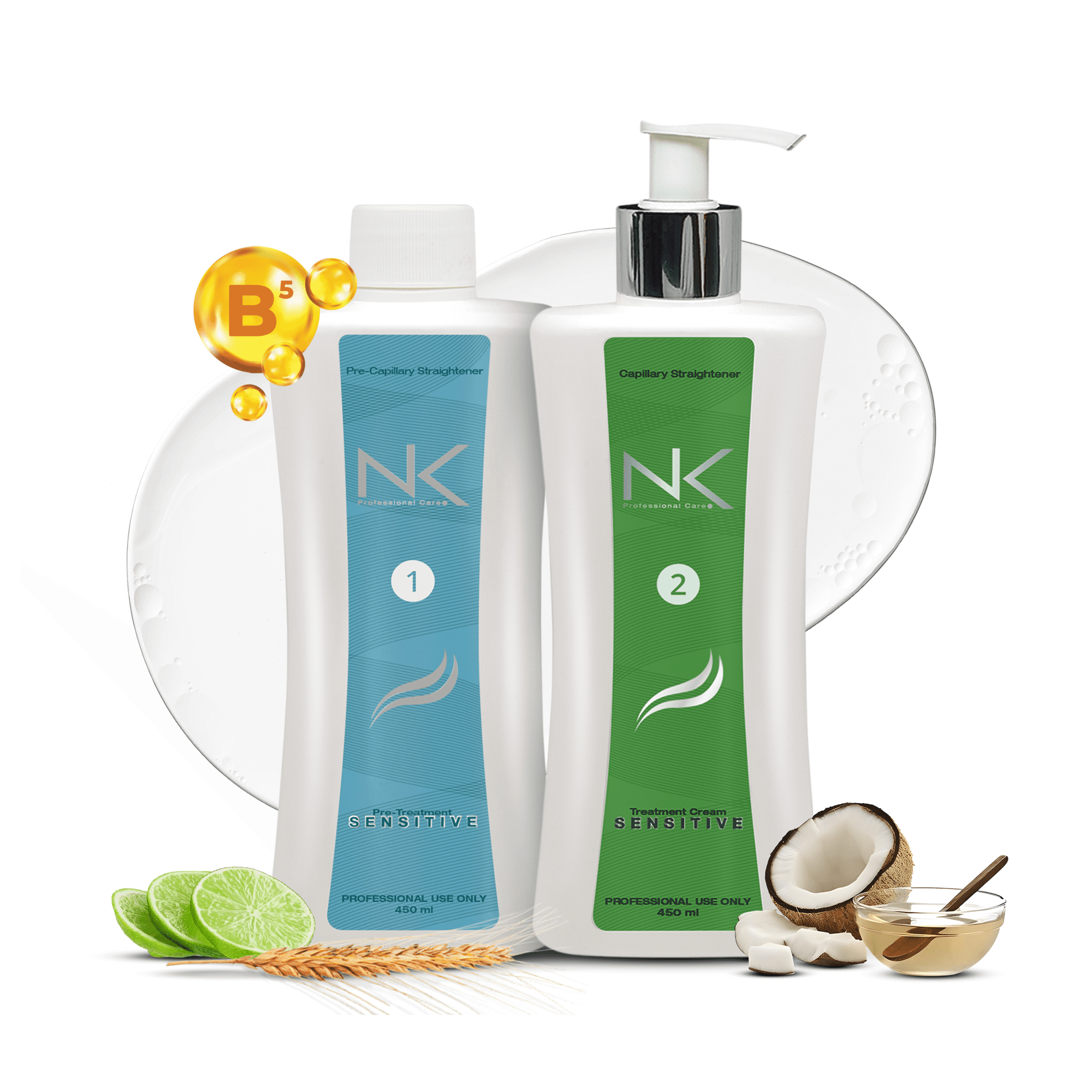 NK Professional Care Hair Straightening Treatment with Keratin Sensitive, Smoothes and Nourishes, 450ml, 15oz