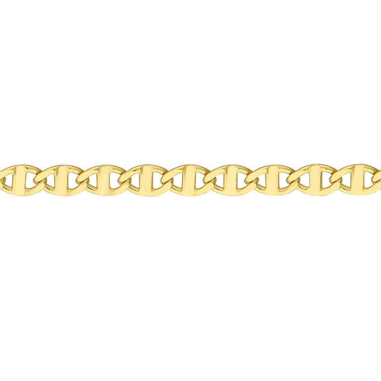 14k Yellow Gold 2.2mm Flat Mariner Link Adjustable Anklet 10 Inch