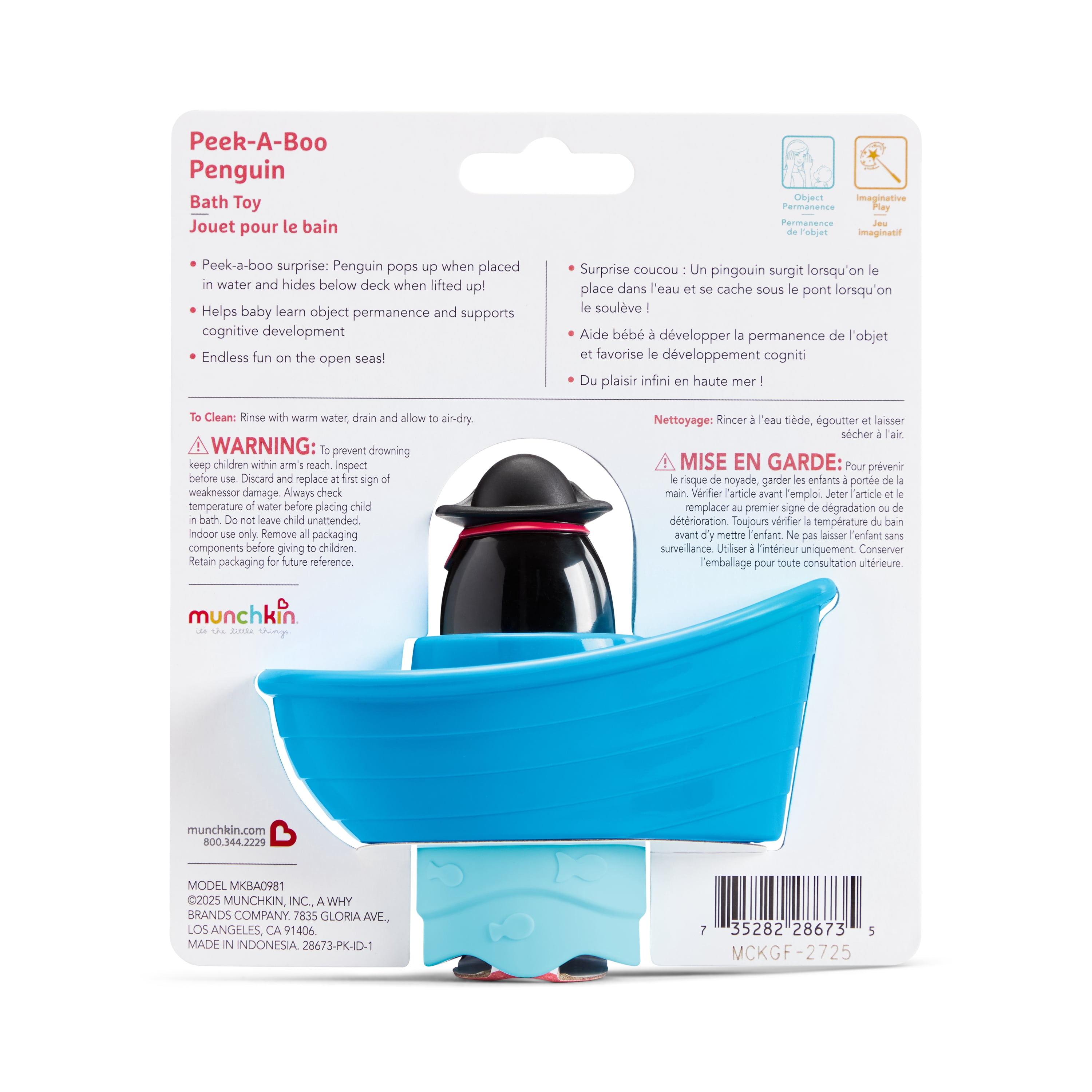 Munchkin Peek-a-Boo Penguin Bath Toy for Babies 9+ Months