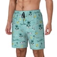 thumbnail image 2 of Balery Hawaiian Style Mens Swim Trunks Swim Shorts for Men Quick Dry Inseam Beach Shorts with Compression Liner Pocket-Small, 2 of 9