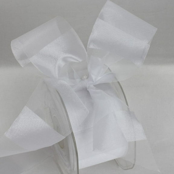 The Ribbon People Snow White Sheer Striped Craft Ribbon 2" x 55 Yards