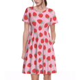 thumbnail image 1 of Easygdp Hand Drawn Strawberry para Vestido Transpirable de Mujer, Vestido Suelto de Manga Corta con Pliegues y Bolsillos para el Verano, 1 of 6