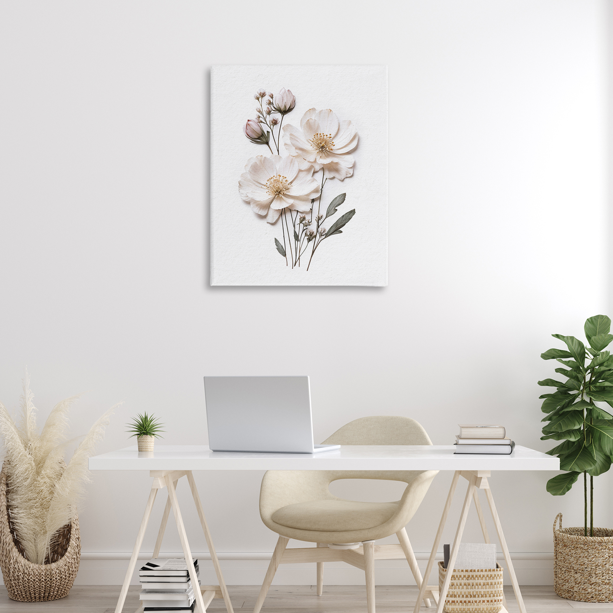 Elegant Pressed Flowers Canvas Wall Art, design by Lettered and Lined