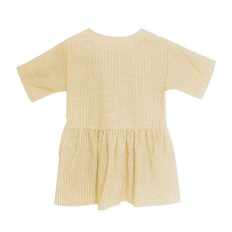 Girls Striped Dress Cotton Linen Beach Casual Loose Dress with Pockets  Toddlers Short Sleeve Jersey Dress (5-6 Years, Yellow) - Walmart.com
