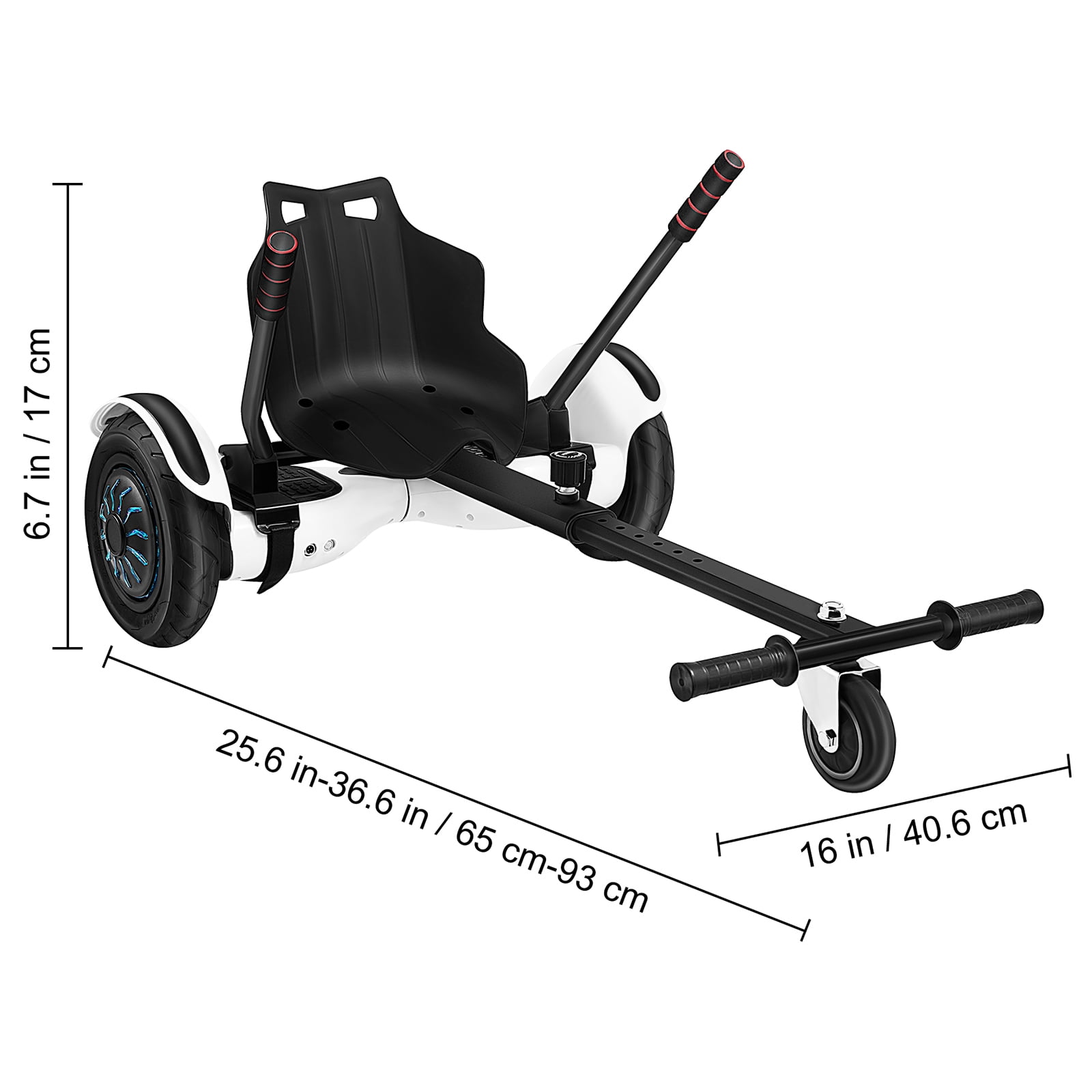 KFFKFF Hoverboard Kart Seat Attachment, Compatible with 6.5'', 8'', 10'' Models, Adjustable Frame for Children and Adults