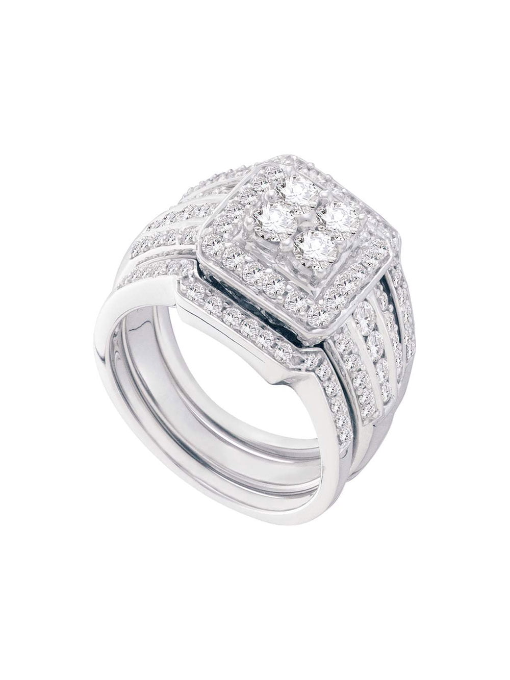 14K White Gold Women's Cushion Engagement Wedding Bridal Diamond Ring Set 1.50Ct 