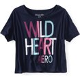 thumbnail image 1 of Aeropostale playera recortada con gráfico Dolman de corazones salvajes para mujer, azul, pequeña, 1 of 1