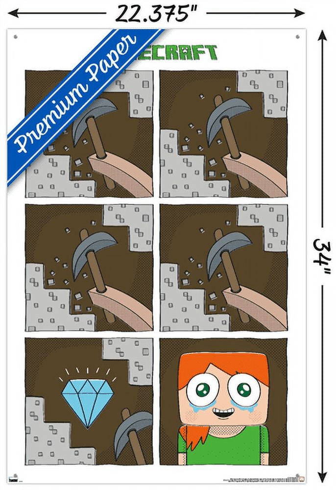 Minecraft - Simple Comic Alex Cry Wall Poster with Pushpins, 22.375" x 34"