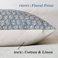 thumbnail image 2 of Vintage Floral Pillow Covers Set of 2 Neutral 18x18 inch Farmhouse Cushions For Boho Home Deco, Blue, 2 of 6