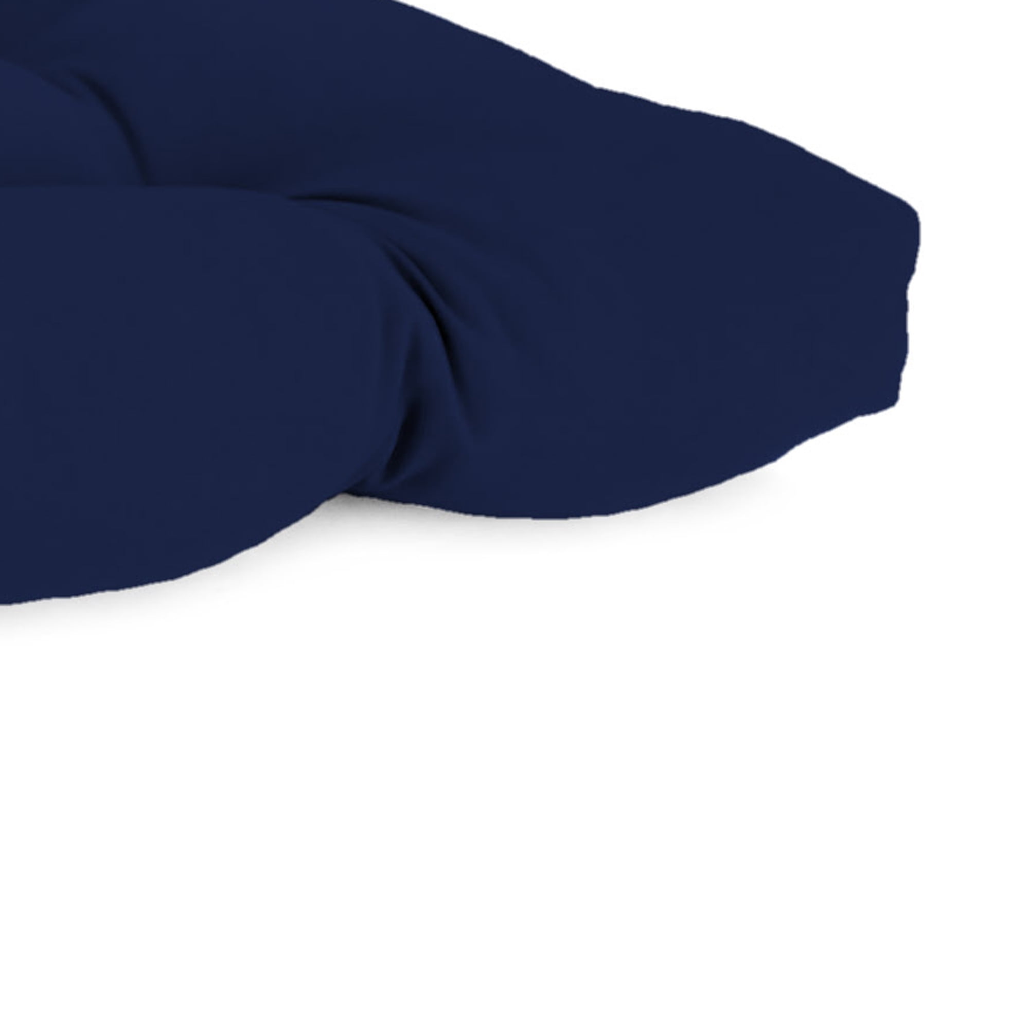 Jordan Manufacturing 43" x 19" Canvas Navy Solid Rectangular Tufted Outdoor Wicker Settee Bench Cushion with Rounded Back Corners