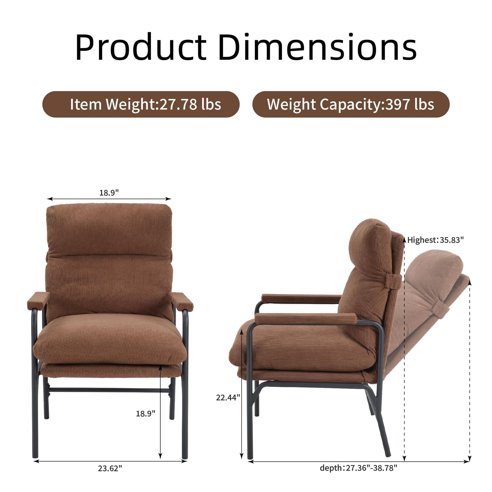 Howcool Sling Accent Chair, Comfy Vanity Chair with Removable Cushion and Storage Bag for Living Room, Bedroom, Office